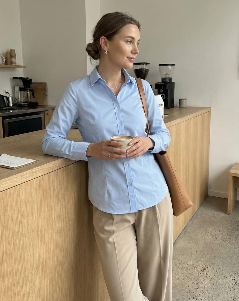Beninos Womens Dress Shirts Long Sleeve Button Down Shirt Work Wear (225 Light Blue, XS) - Image 3
